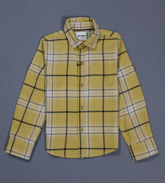 Yellow plaid shirt on a gray background