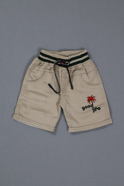 Fyst Cotton Knit Smart Casual Palm Tree Tee & Shorts for Boys - Dark Green & Beige - Fyst Fashion