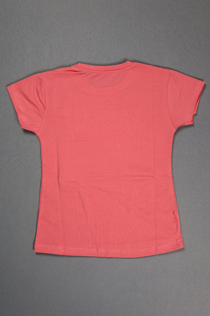 Fyst Cotton Knit "Powered By Happiness" Print T-Shirt for Girls - Pink - Fyst Fashion