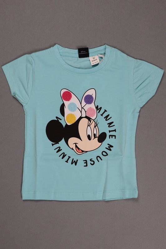 Fyst Cotton Knit Minnie Mouse Print T-Shirt for Girls - Blue - Fyst Fashion