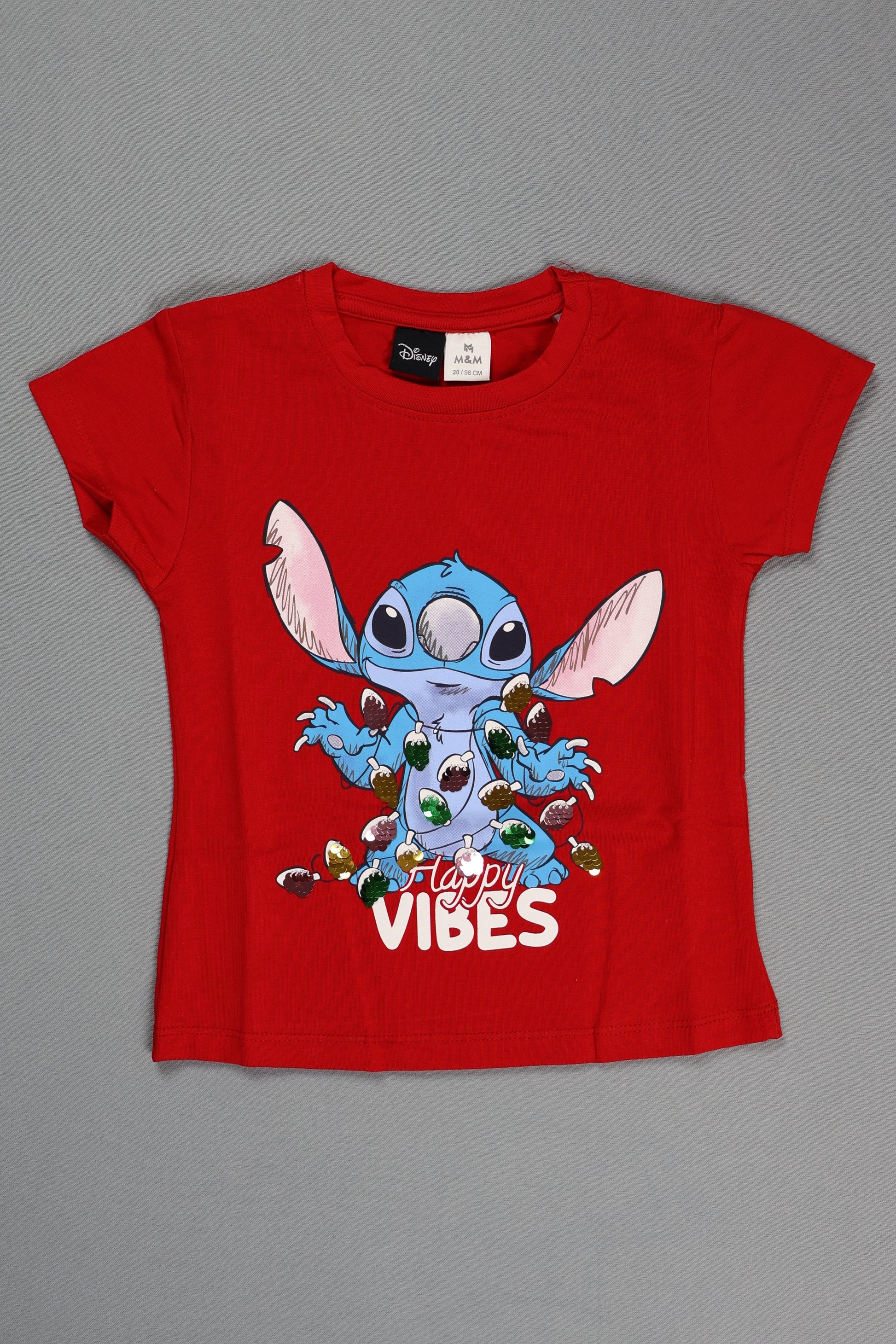 Fyst Cotton Knit "Happy Vibes" Print T-Shirt for Girls - Red - Fyst Fashion