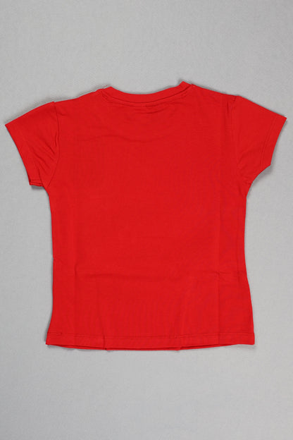 Fyst Cotton Knit "Happy Vibes" Print T-Shirt for Girls - Red - Fyst Fashion