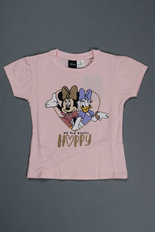 Fyst Cotton Knit Minnie & Daisy Print T-Shirt for Girls - Pink - Fyst Fashion