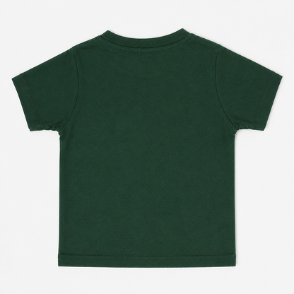 Fyst Boys Dark Green Round Neck Dinosaur Graphic Cotton T-Shirt
