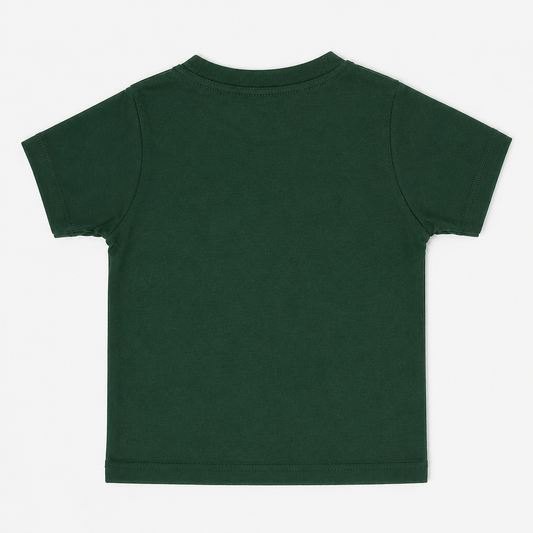 Fyst Boys Dark Green Round Neck Dinosaur Graphic Cotton T-Shirt