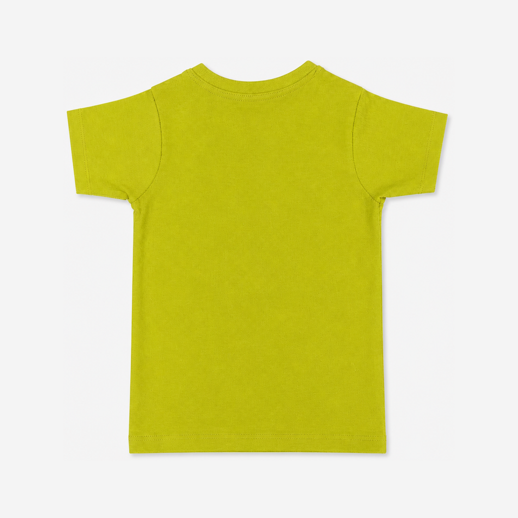 Fyst Boys Lime Green "HAPPYME" Bear Graphic Cotton T-Shirt