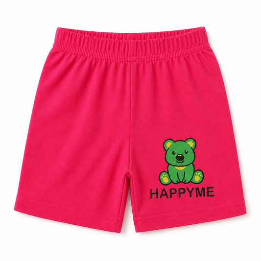 Fyst Girls Pink Strawberry Print Ruffle Sleeve Top and "HAPPYME" Shorts Co-ord Set