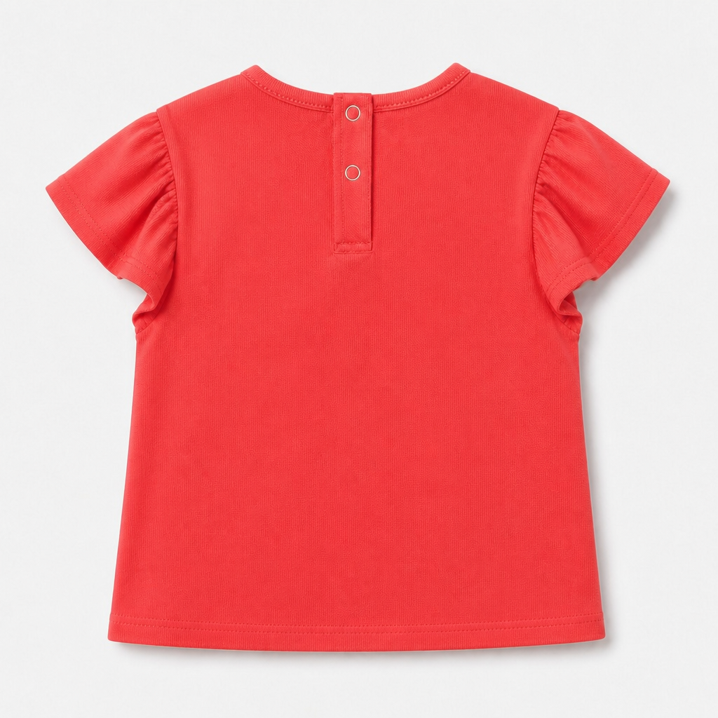 Fyst Girls Coral Orange "Little Magic" Bunny Graphic Cotton Cap Sleeve T-Shirt