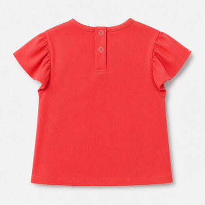 Fyst Girls Coral Orange "Little Magic" Bunny Graphic Cotton Cap Sleeve T-Shirt