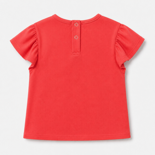 Fyst Girls Coral Orange "Little Magic" Bunny Graphic Cotton Cap Sleeve T-Shirt