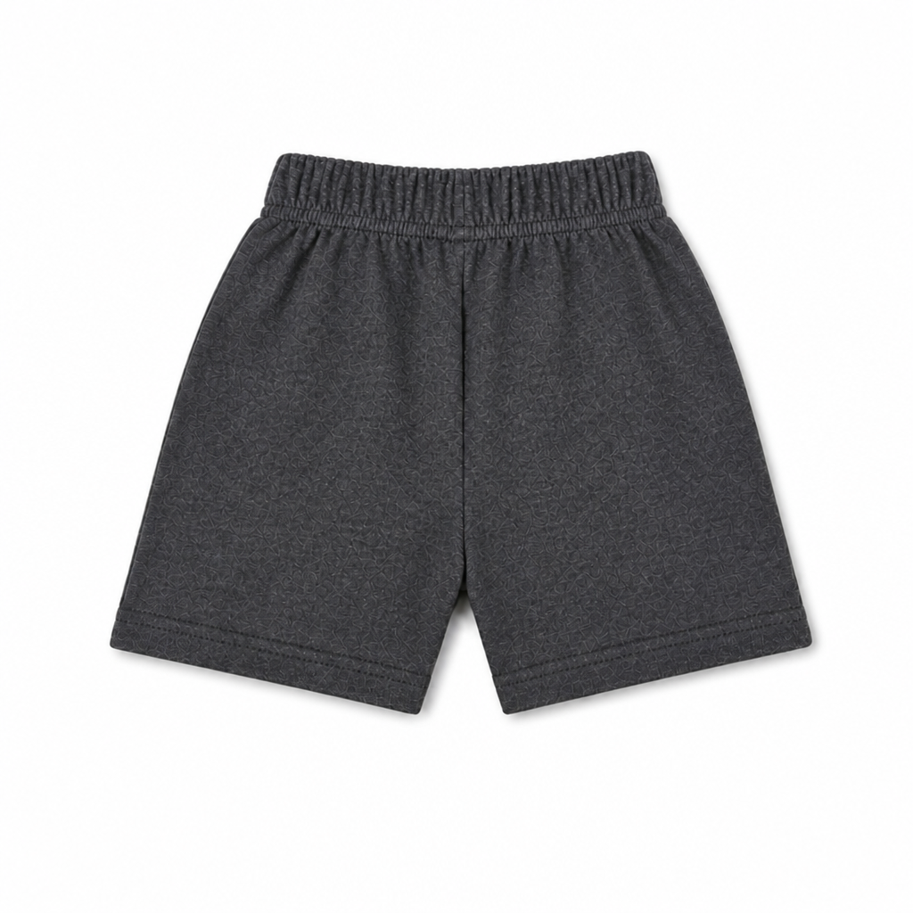 Fyst Boys Charcoal Grey Melange Skateboarding Dinosaur "Super Cool Dude" Cotton Shorts
