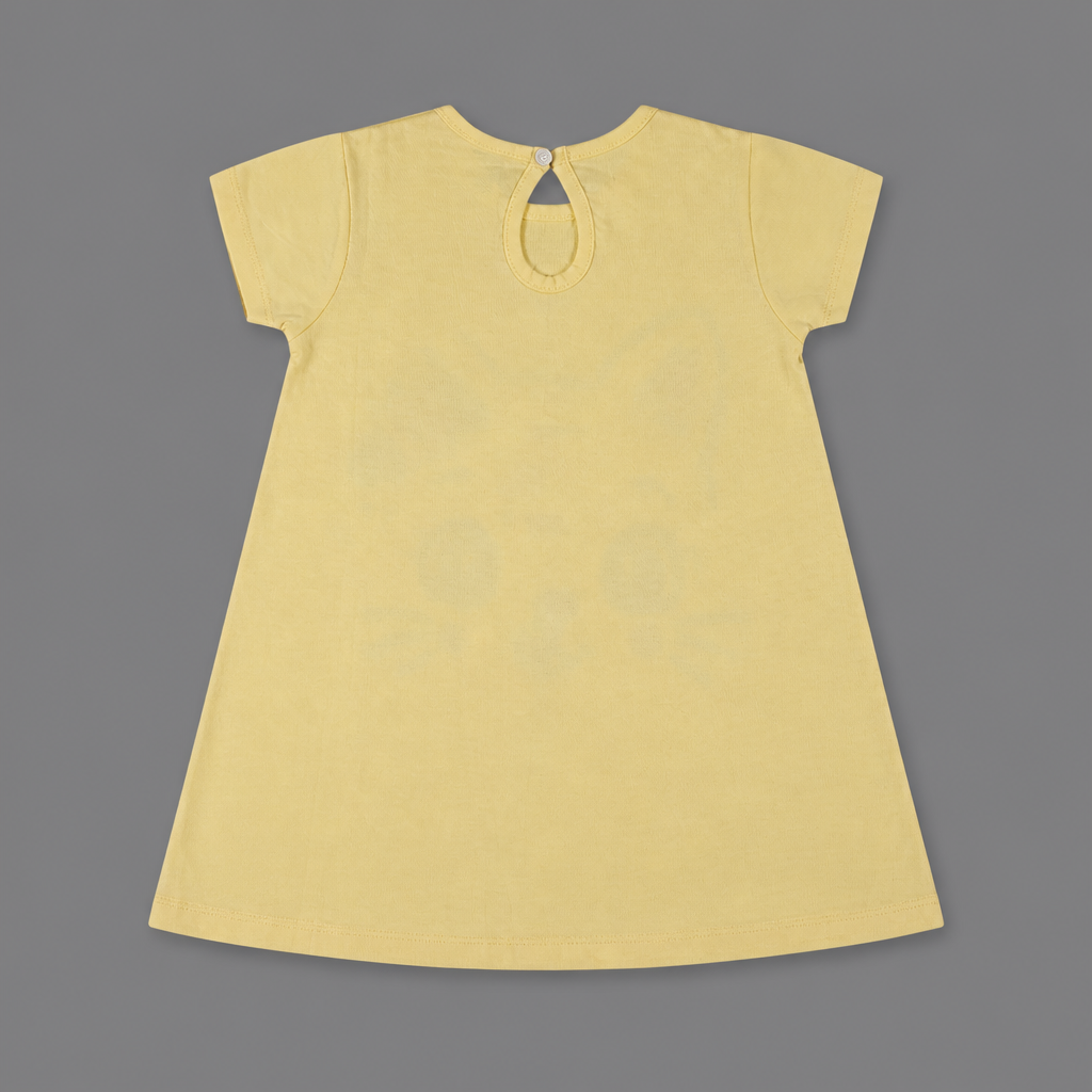 Fyst Girls Pastel Yellow Cute Kitten Graphic Pure Cotton Longline T-Shirt