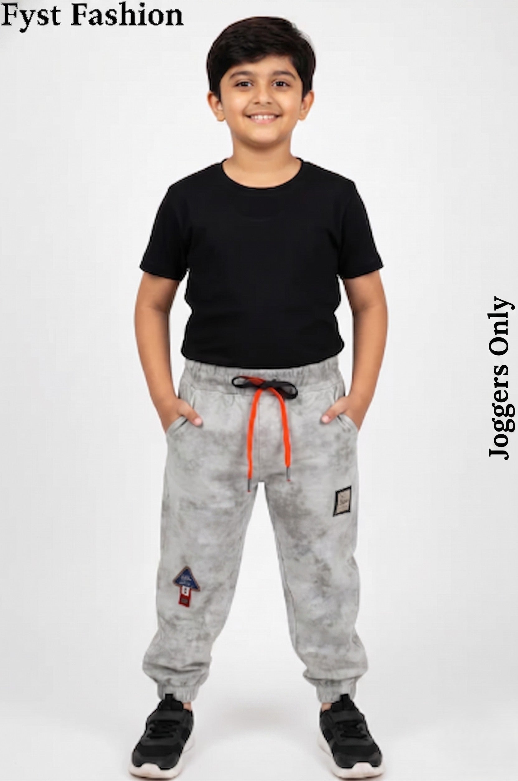 FYST Kids' Lightweight Grey Acid-Wash Joggers - Breathable Cotton Track Pants