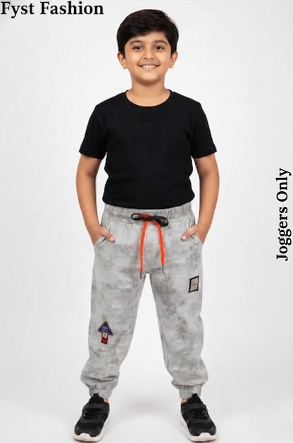 FYST Kids' Lightweight Grey Acid-Wash Joggers - Breathable Cotton Track Pants