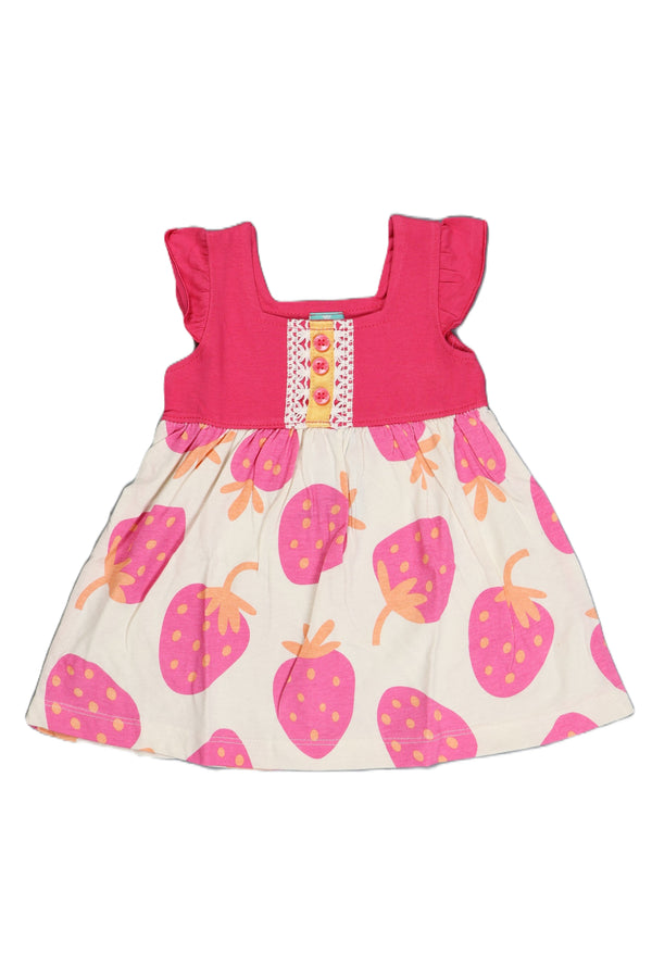 Fyst Single Jersey Floral Print Summer Frock for Girls - Pink