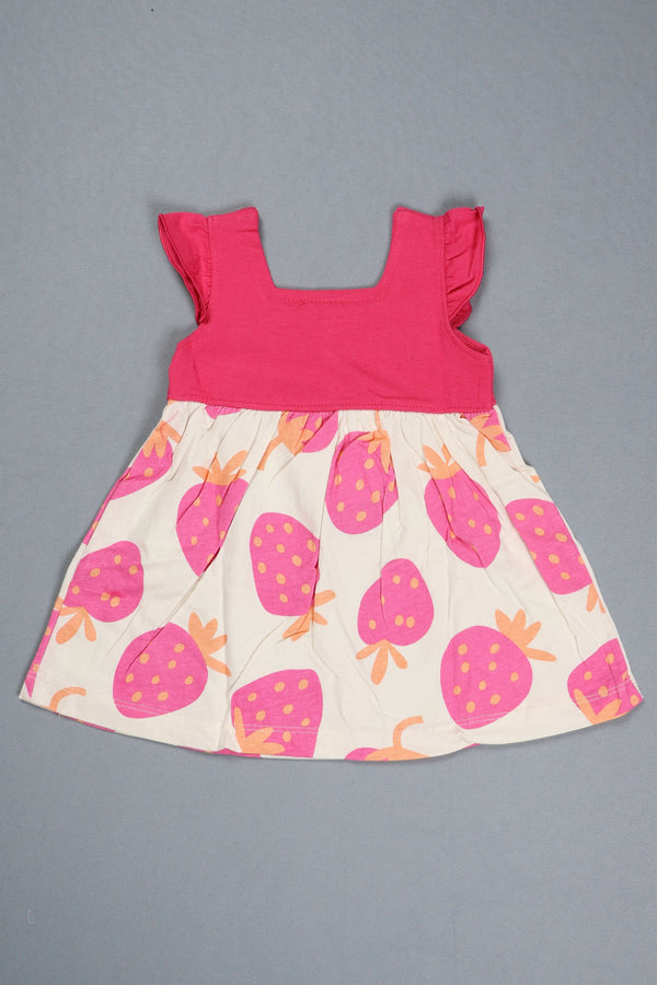 Fyst Single Jersey Floral Print Summer Frock for Girls - Pink