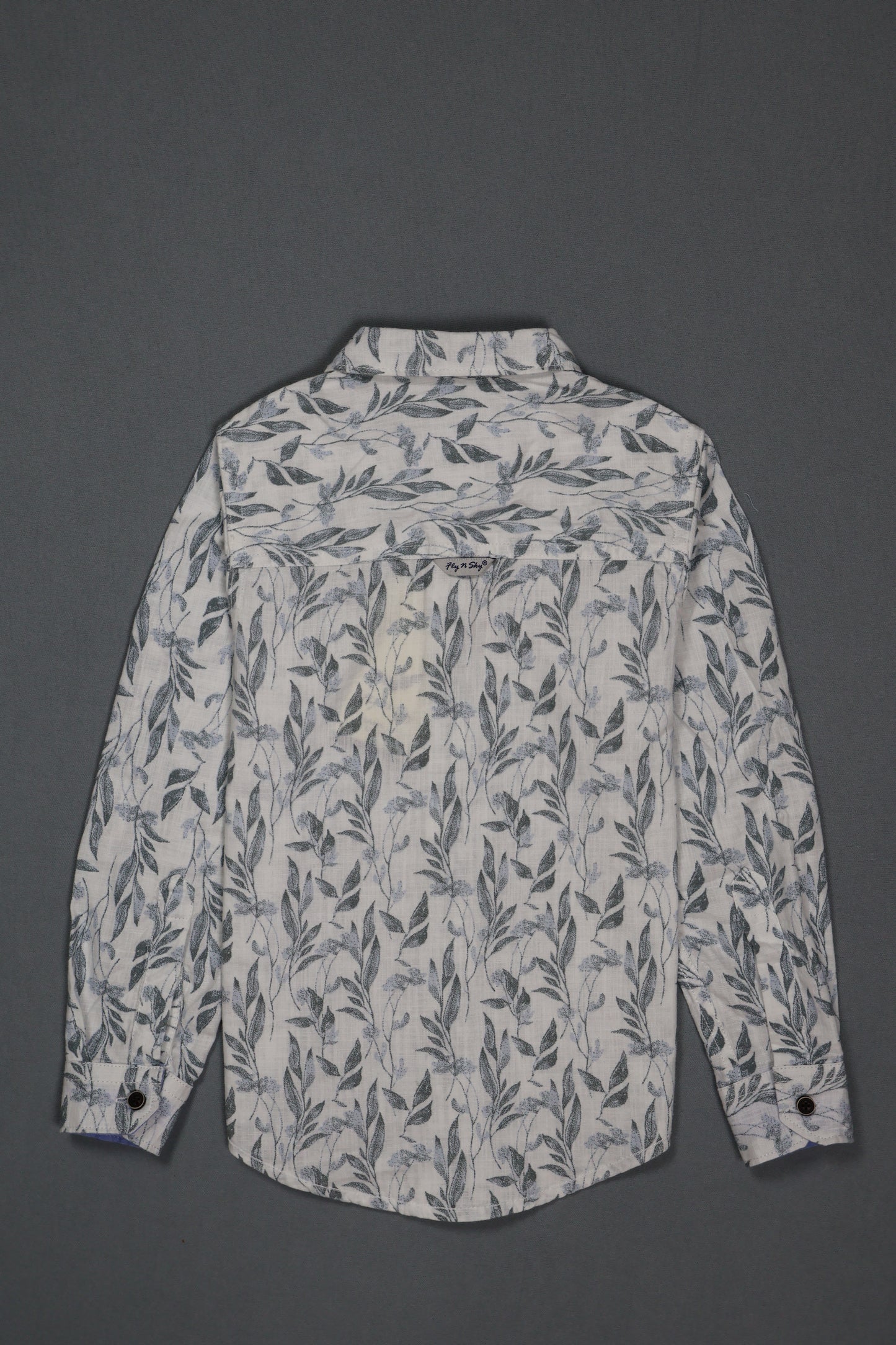 Fyst Cotton Leaf Print Full Sleeve Shirt for Boys - White - Fyst Fashion