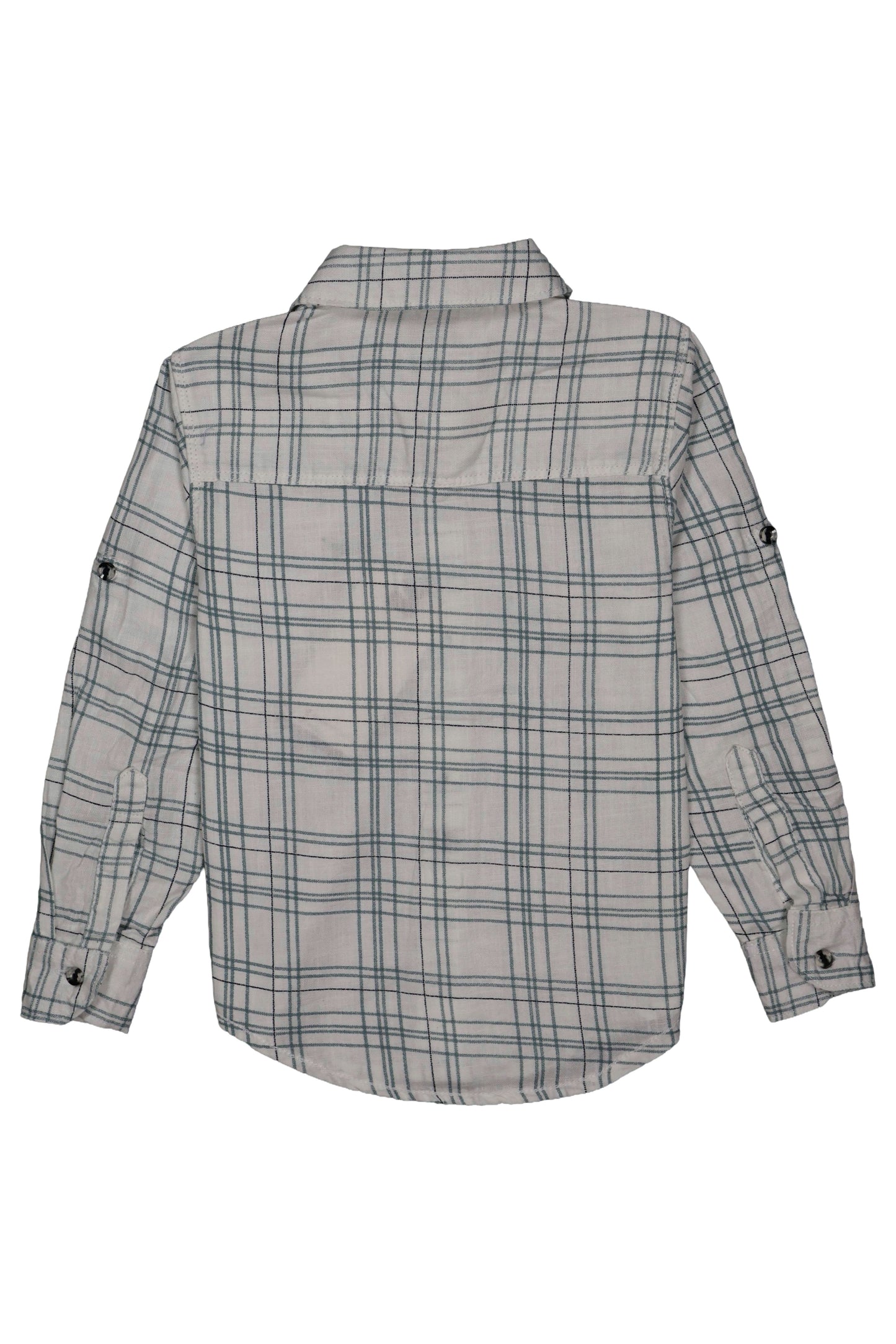 Fyst Cotton Grid Check Full Sleeve Shirt for Boys - White