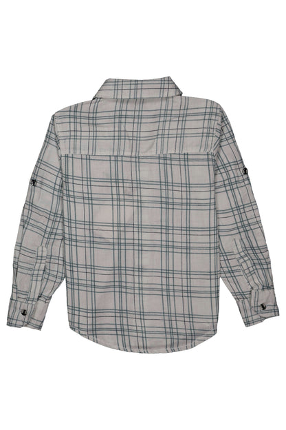 Fyst Cotton Grid Check Full Sleeve Shirt for Boys - White