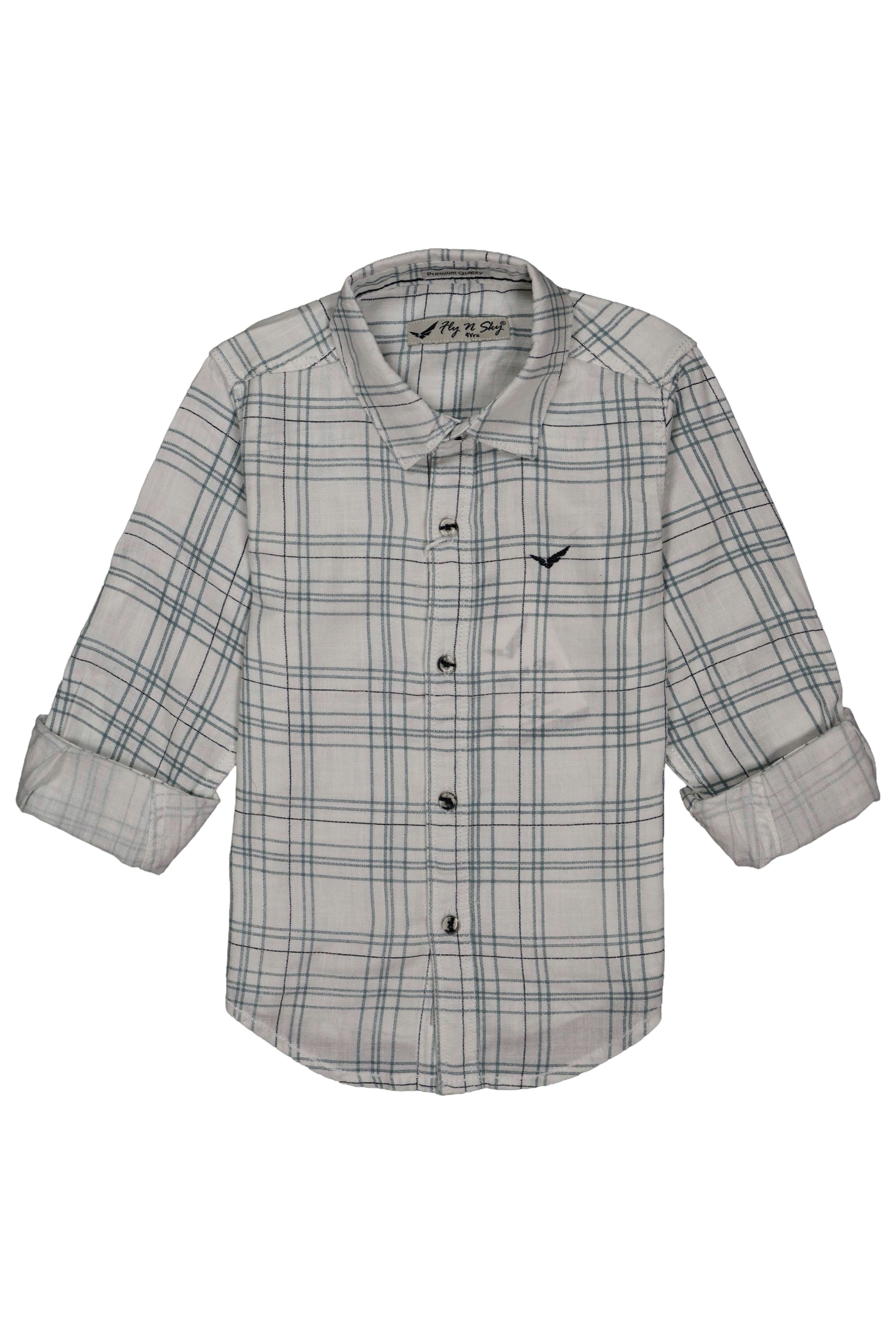 Plaid shirt with rolled-up sleeves on a white background