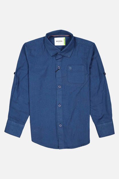 Fyst Solid Cotton Full Sleeve Shirt for Boys - Blue - Fyst Fashion