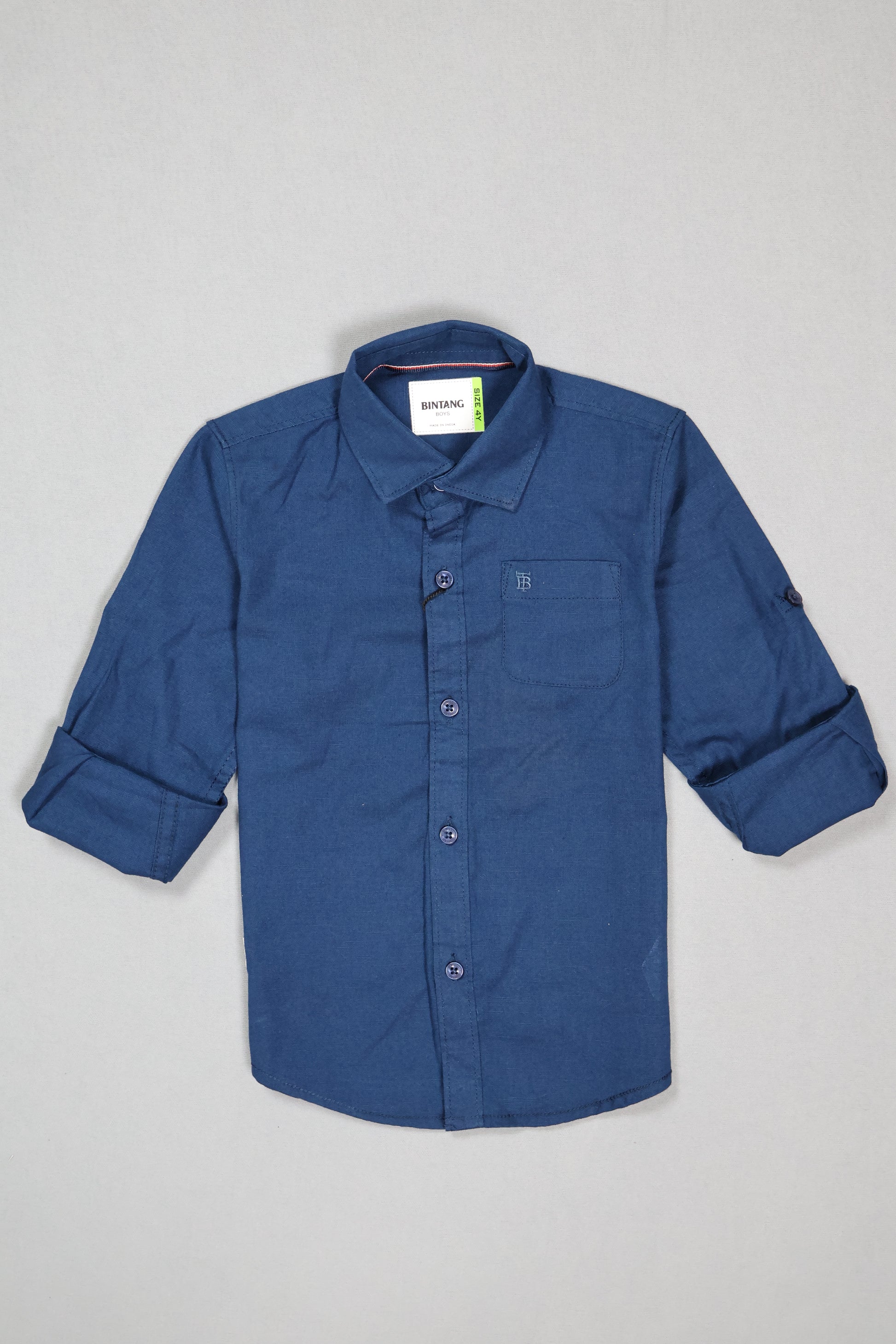 Fyst Solid Cotton Full Sleeve Shirt for Boys - Blue - Fyst Fashion