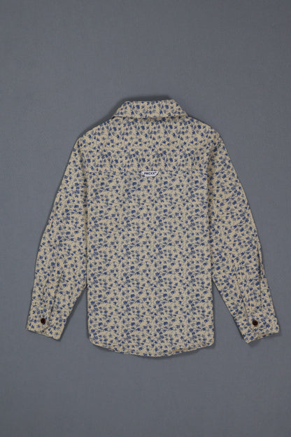 Floral-patterned shirt on a gray background
