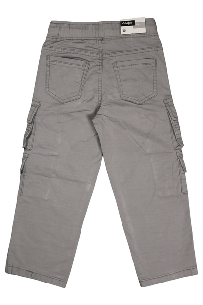 Fyst Cotton Elastic Waist Multi-Pocket Cargo Trousers for Boys - Grey - Fyst Fashion