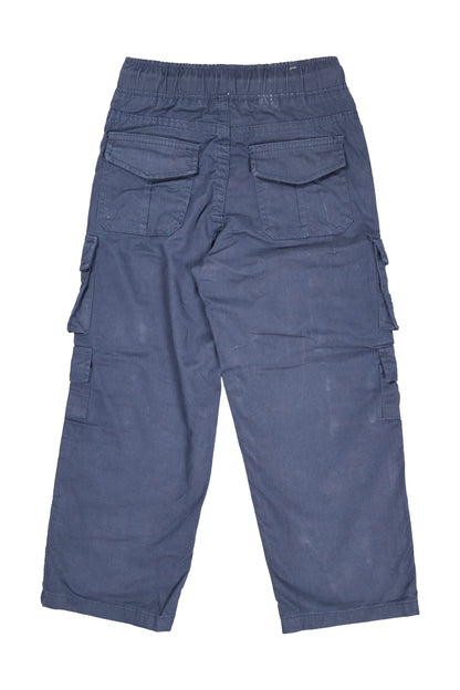 Blue cargo pants on a white background