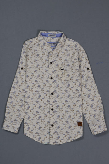 Floral patterned shirt on a gray background