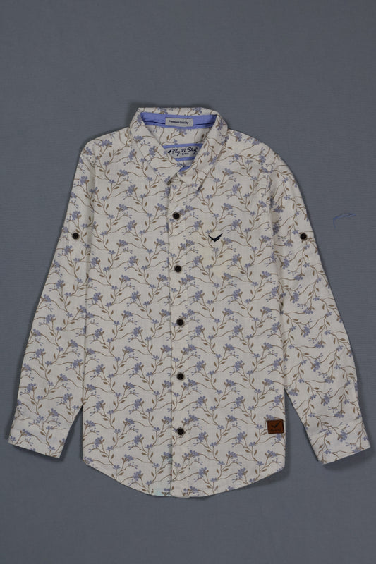 Floral patterned shirt on a gray background