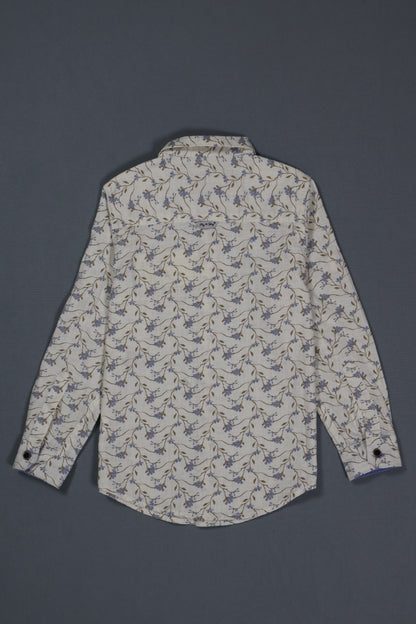 Floral patterned shirt on a dark gray background