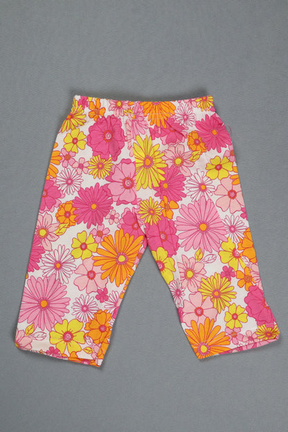 Floral-patterned leggings on a gray background