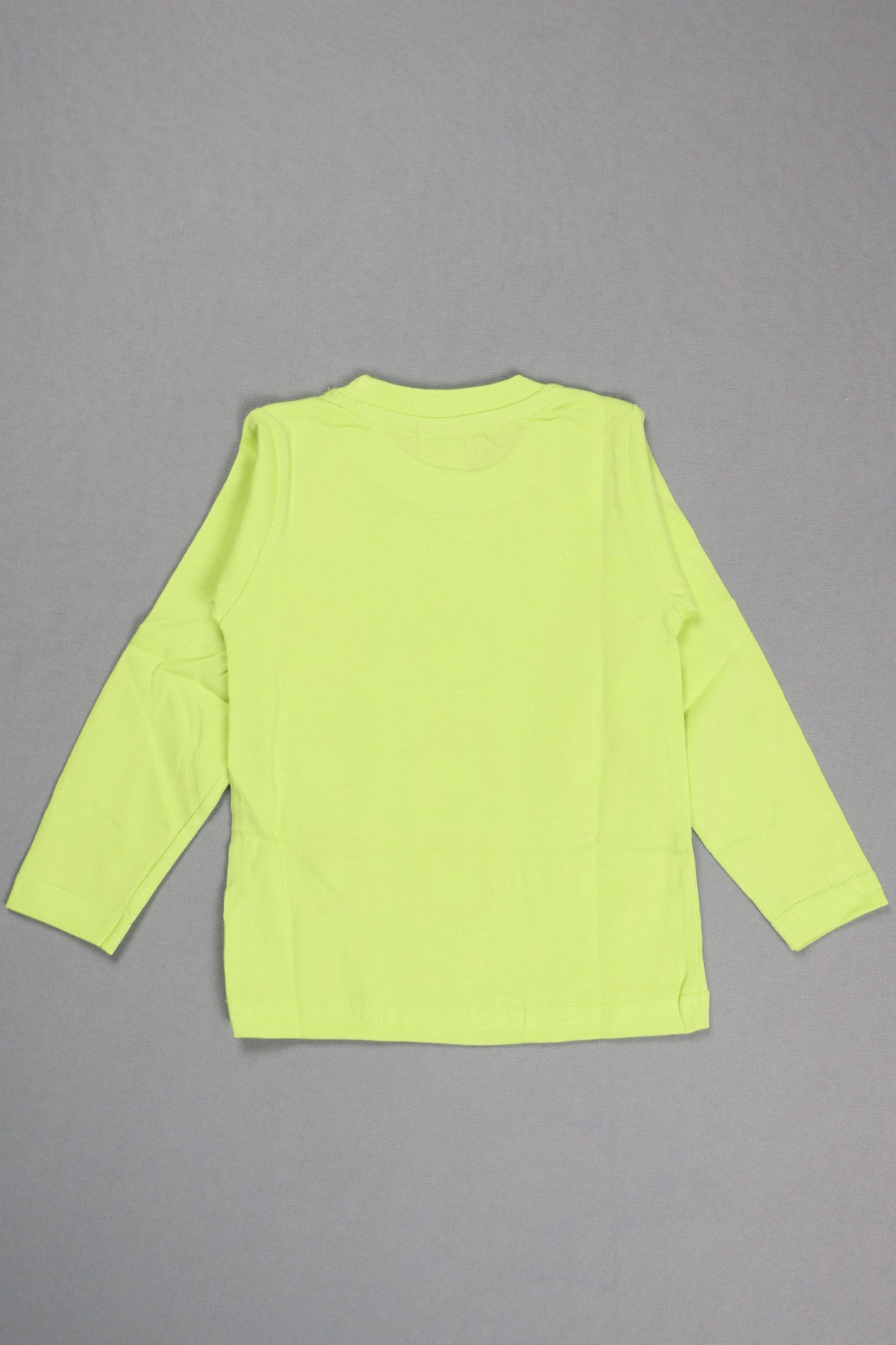 Neon green long-sleeve shirt on a gray background