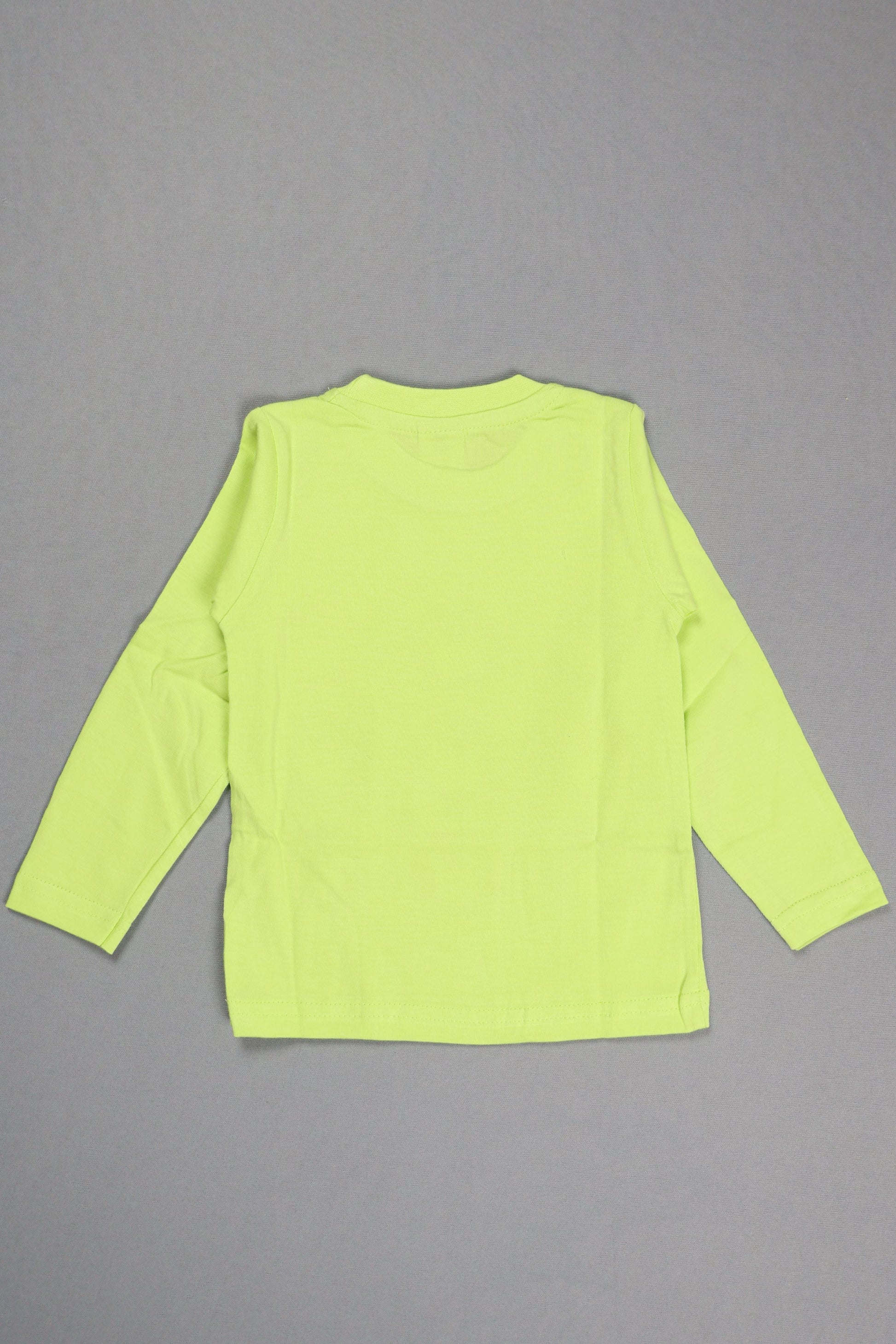 Neon green long-sleeve shirt on a gray background