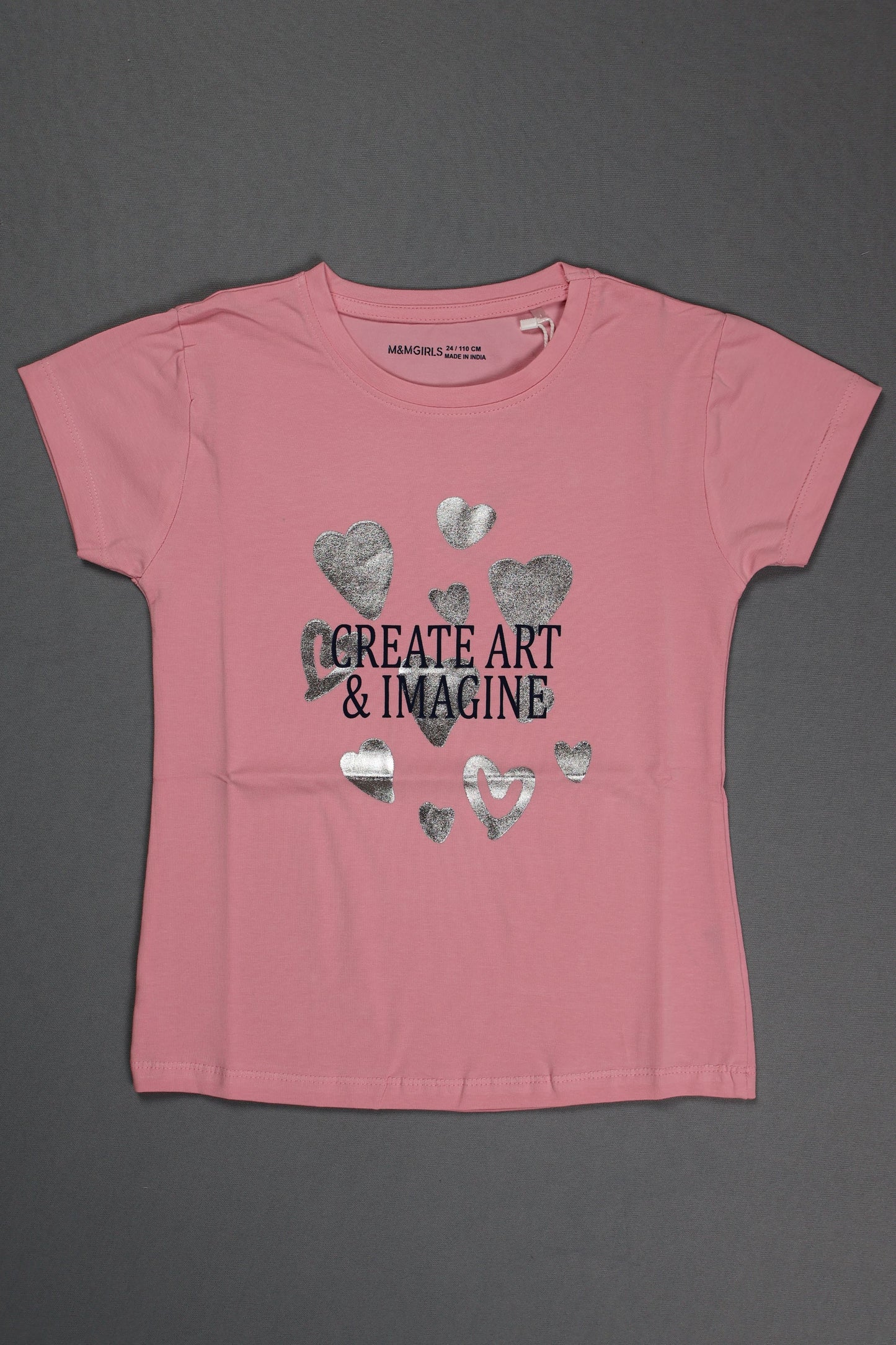 Fyst Cotton Knit "Create Art" Heart Print T-Shirt for Girls - Pink - Fyst Fashion