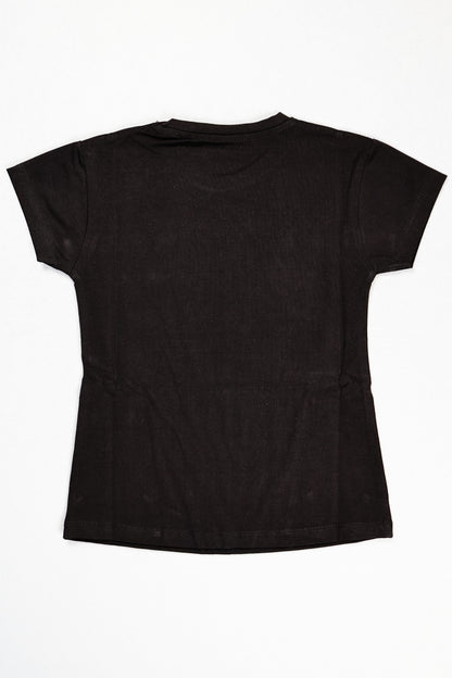 Fyst Cotton Knit "Do More Happy" Print T-Shirt for Girls - Black - Fyst Fashion