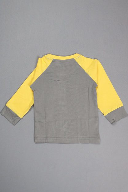 Gray and yellow long-sleeve shirt on a gray background