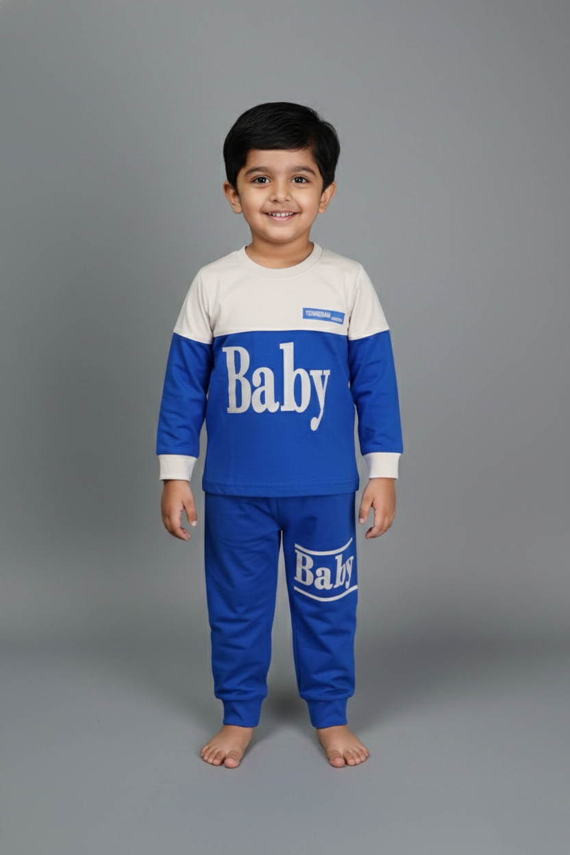 Fyst Cotton Knit Full Sleeves Tracksuit Set for Boys - Grey & Blue - Fyst Fashion