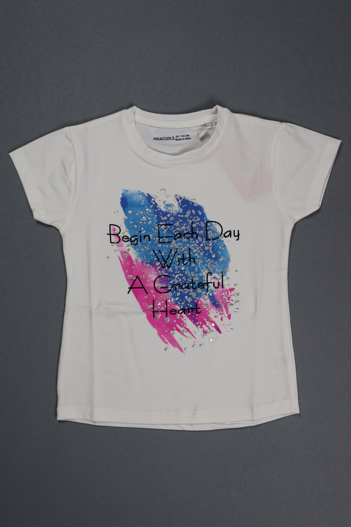 Fyst Cotton Knit "Grateful Heart" Print T-Shirt for Girls - White - Fyst Fashion