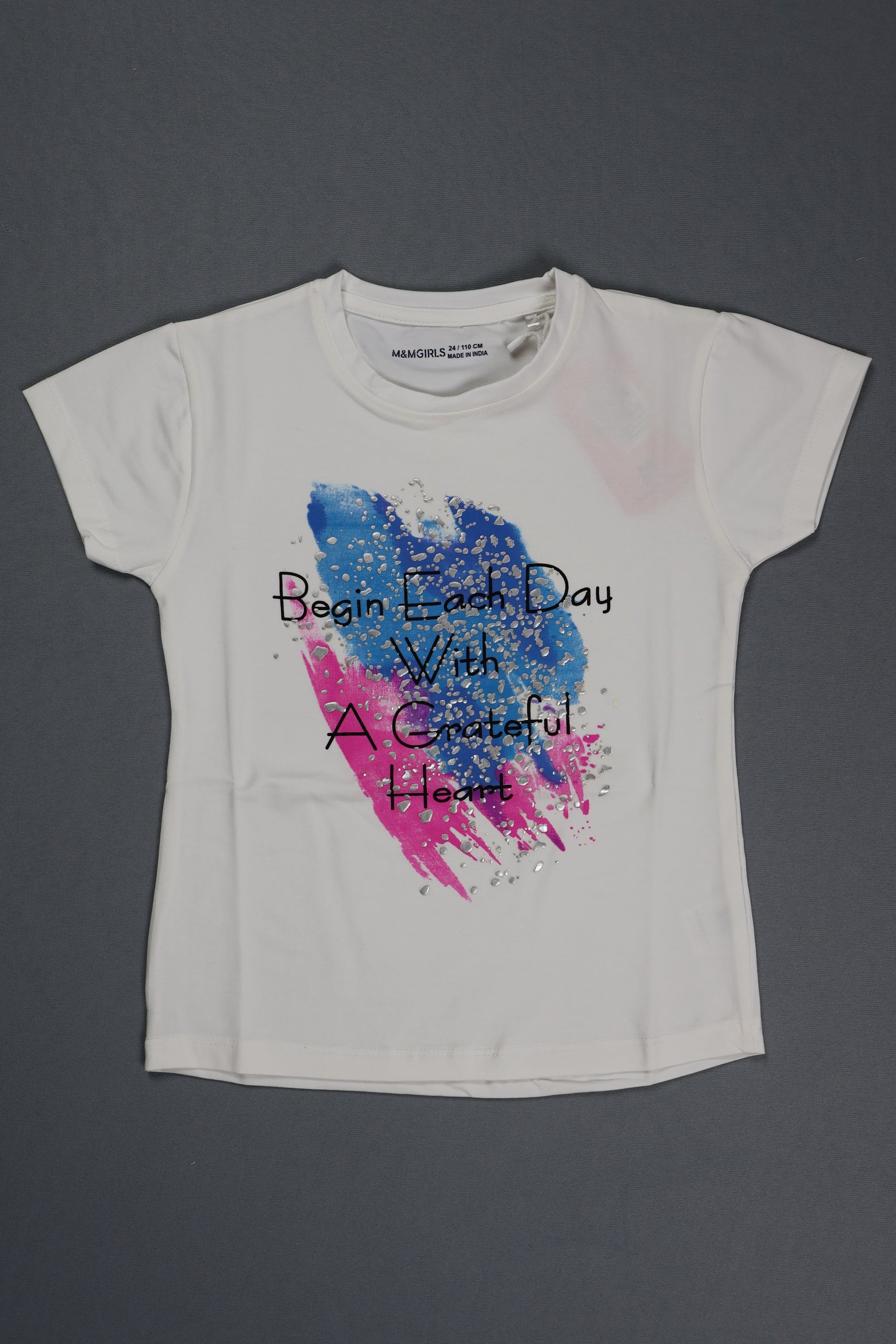 Fyst Cotton Knit "Grateful Heart" Print T-Shirt for Girls - White - Fyst Fashion