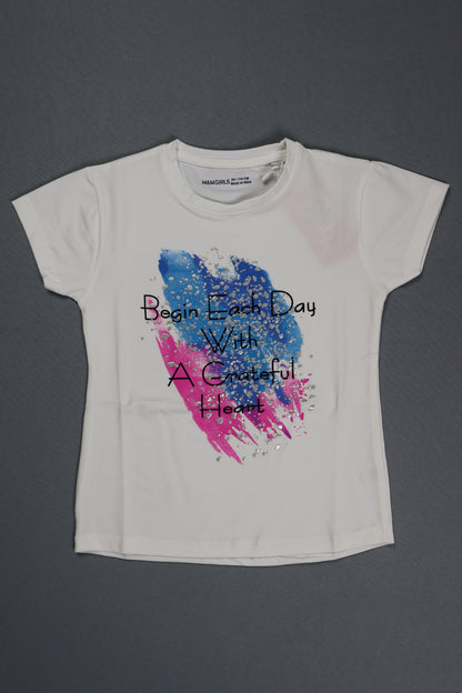 Fyst Cotton Knit "Grateful Heart" Print T-Shirt for Girls - White - Fyst Fashion