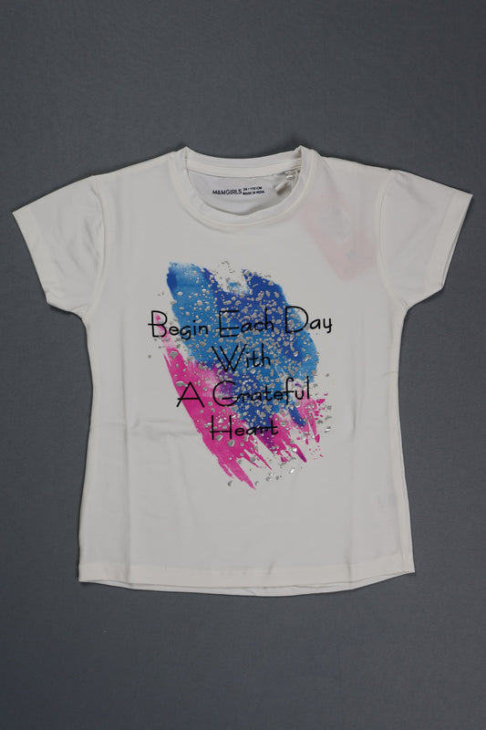 Fyst Cotton Knit "Grateful Heart" Print T-Shirt for Girls - White - Fyst Fashion