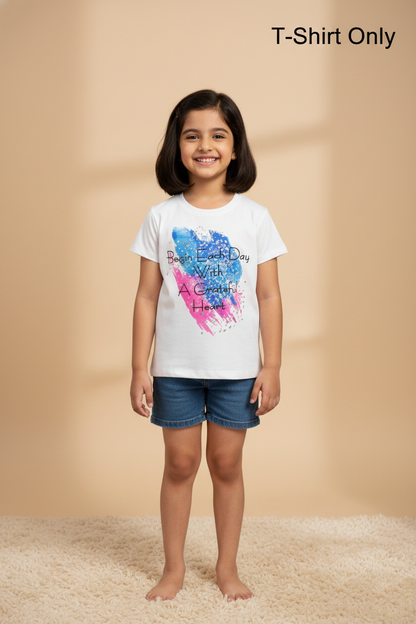 Fyst Cotton Knit "Grateful Heart" Print T-Shirt for Girls - White - Fyst Fashion