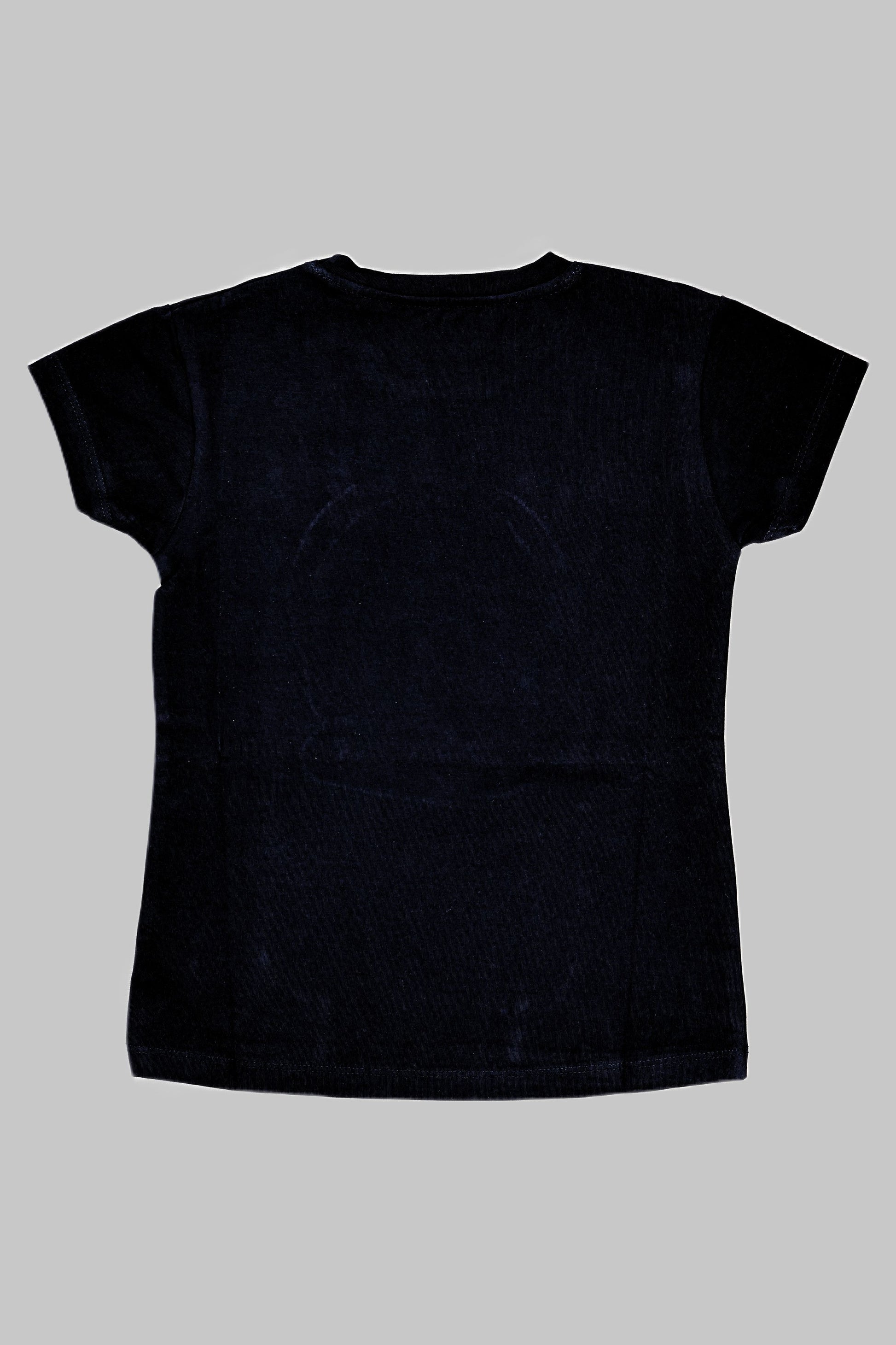 Fyst Cotton Knit "Love Is All Around" Headphones Print T-Shirt for Girls - Navy Blue - Fyst Fashion