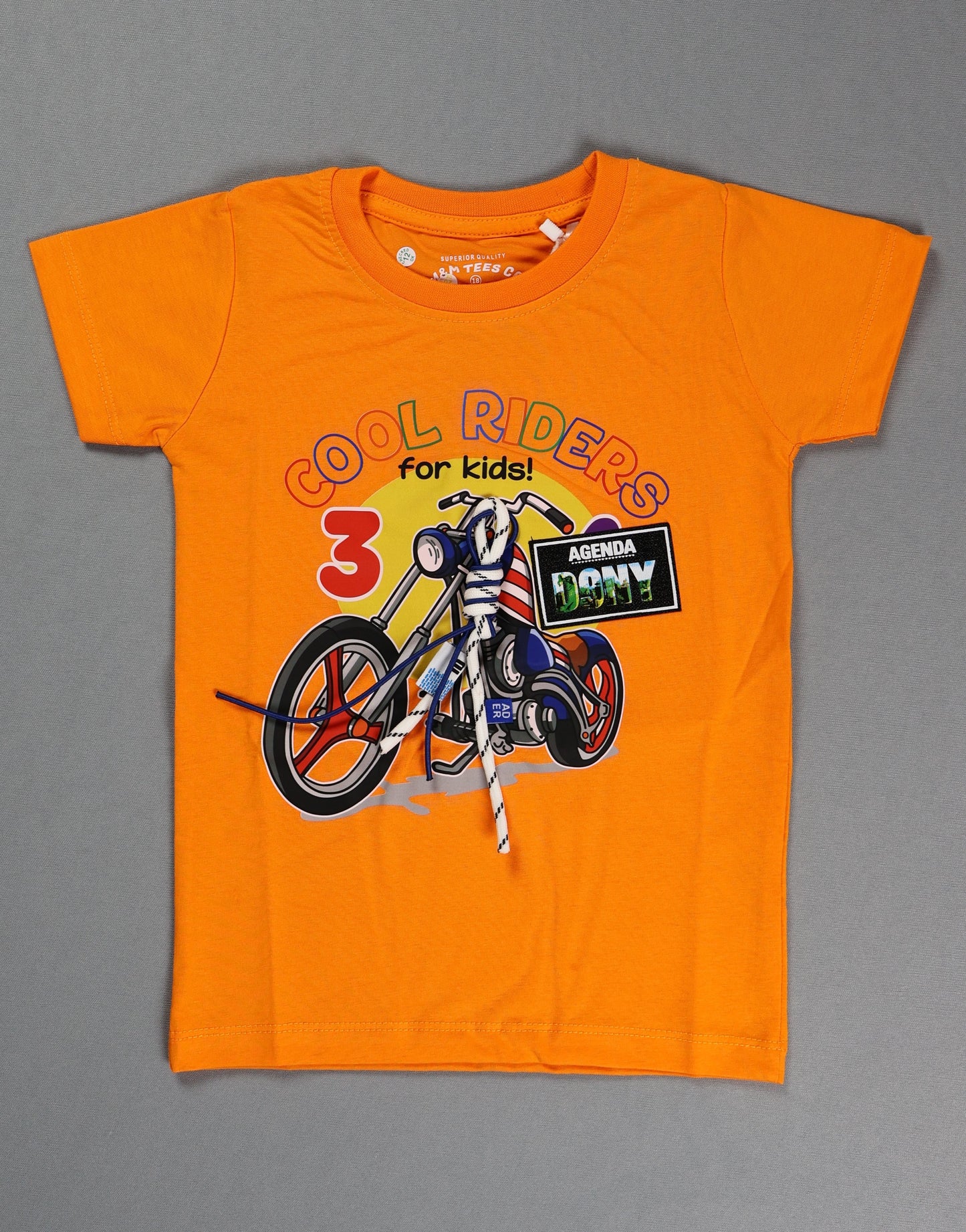 Fyst Cotton Knit Motorcycle Graphic T-Shirt for Boys - Orange - Fyst Fashion