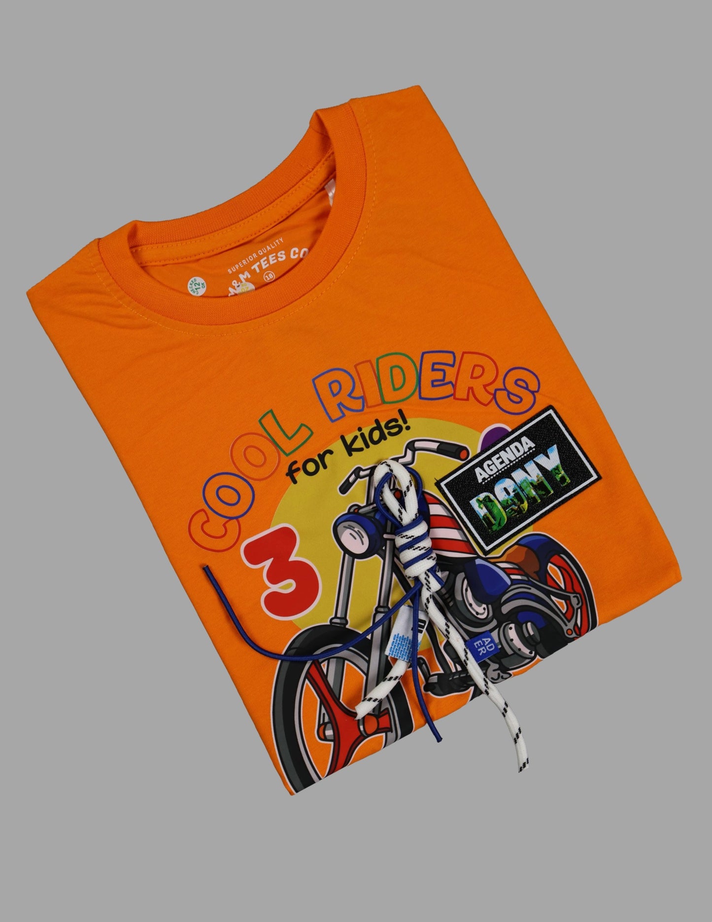 Fyst Cotton Knit Motorcycle Graphic T-Shirt for Boys - Orange - Fyst Fashion