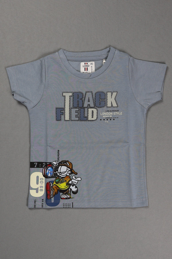Fyst Cotton Knit Smart Casual Cool Cat Print T-Shirt for Boys - Grey