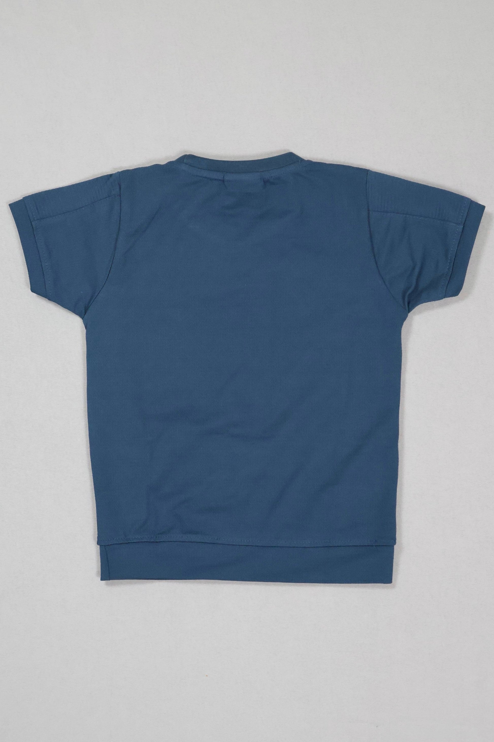Blue t-shirt on a light gray background