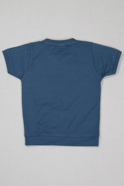 Blue t-shirt on a light gray background